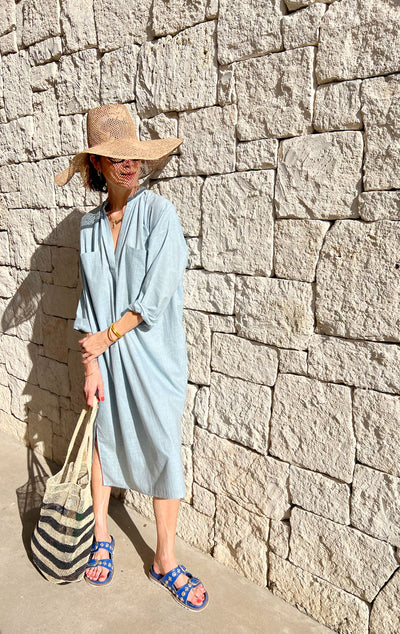 Microstripe two pocket caftan