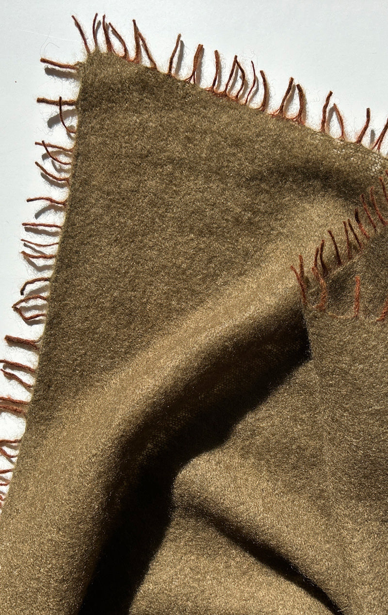 New! olive fringe scarf