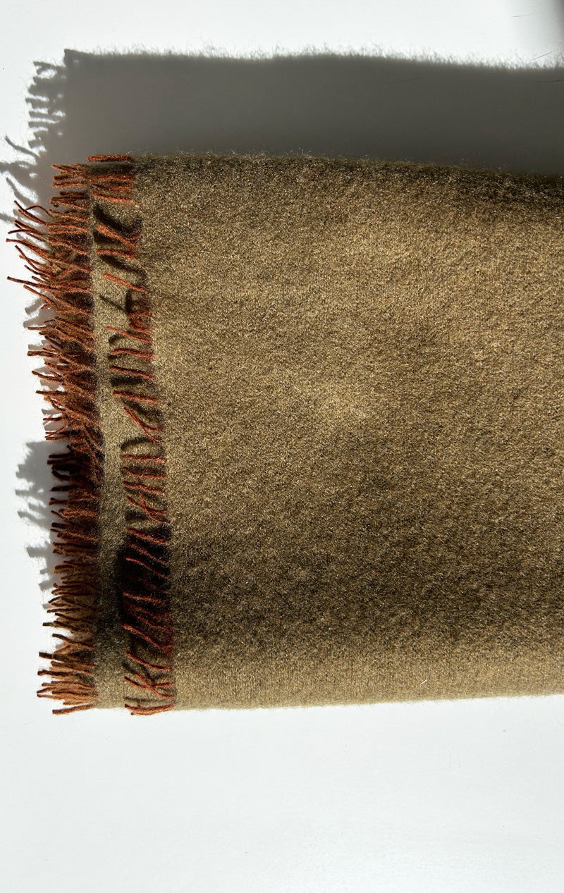 New! olive fringe scarf