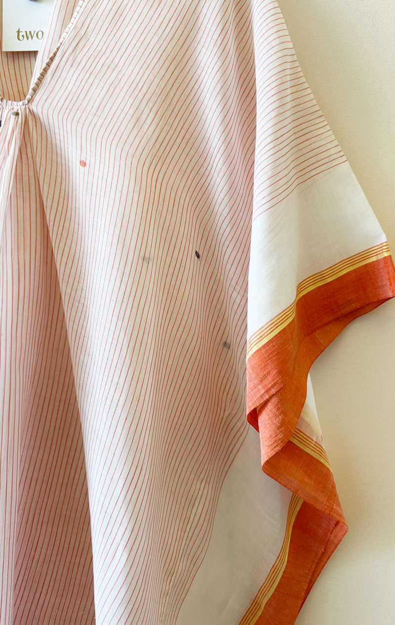 Jamdani caftan with orange border