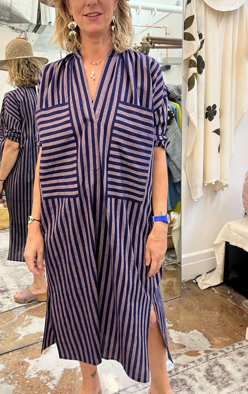 Navy and pink stripe caftan