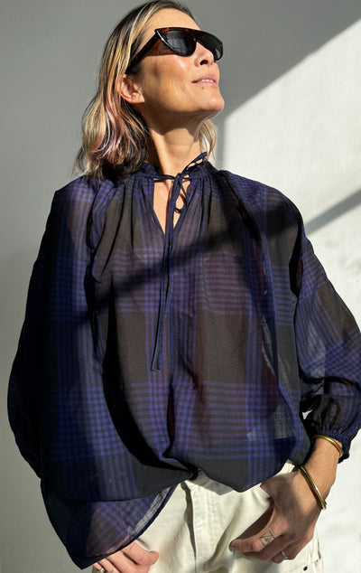 Sheer Plaid Bohemian top