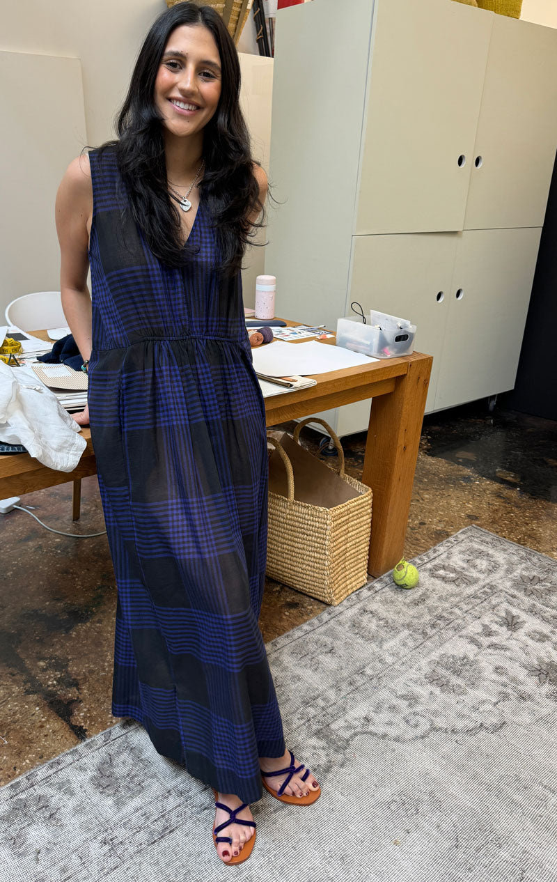 Sheer Plaid pocket dress
