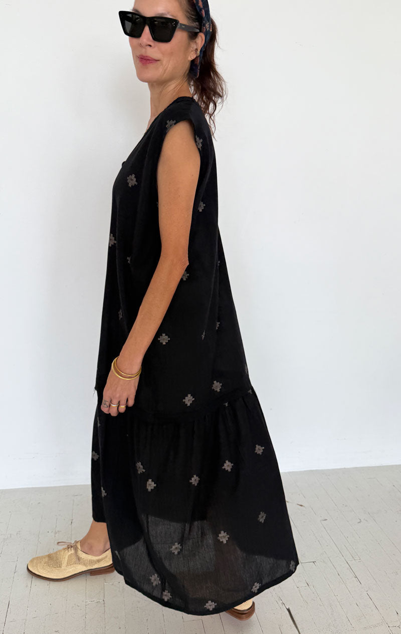 Drop waist Jamdani Bhutti Cotton Dress