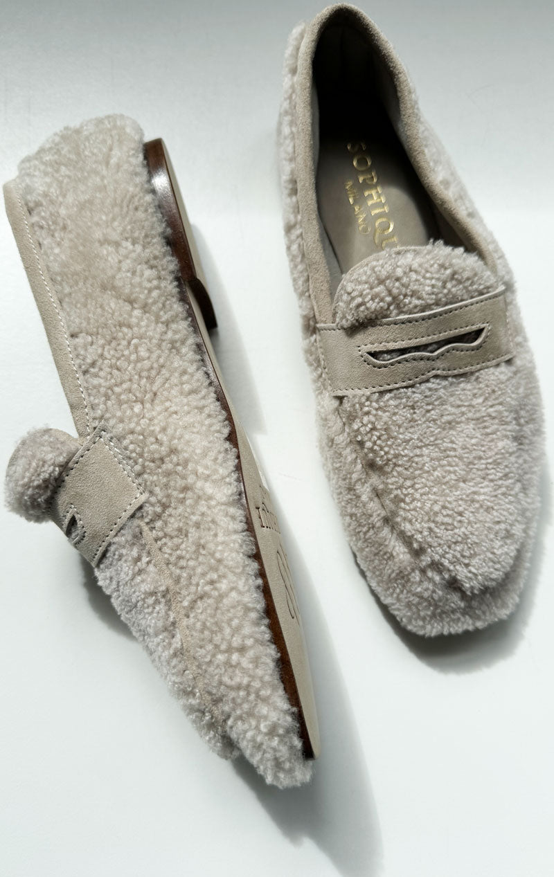 Shearling slipper shoe-made in Italy