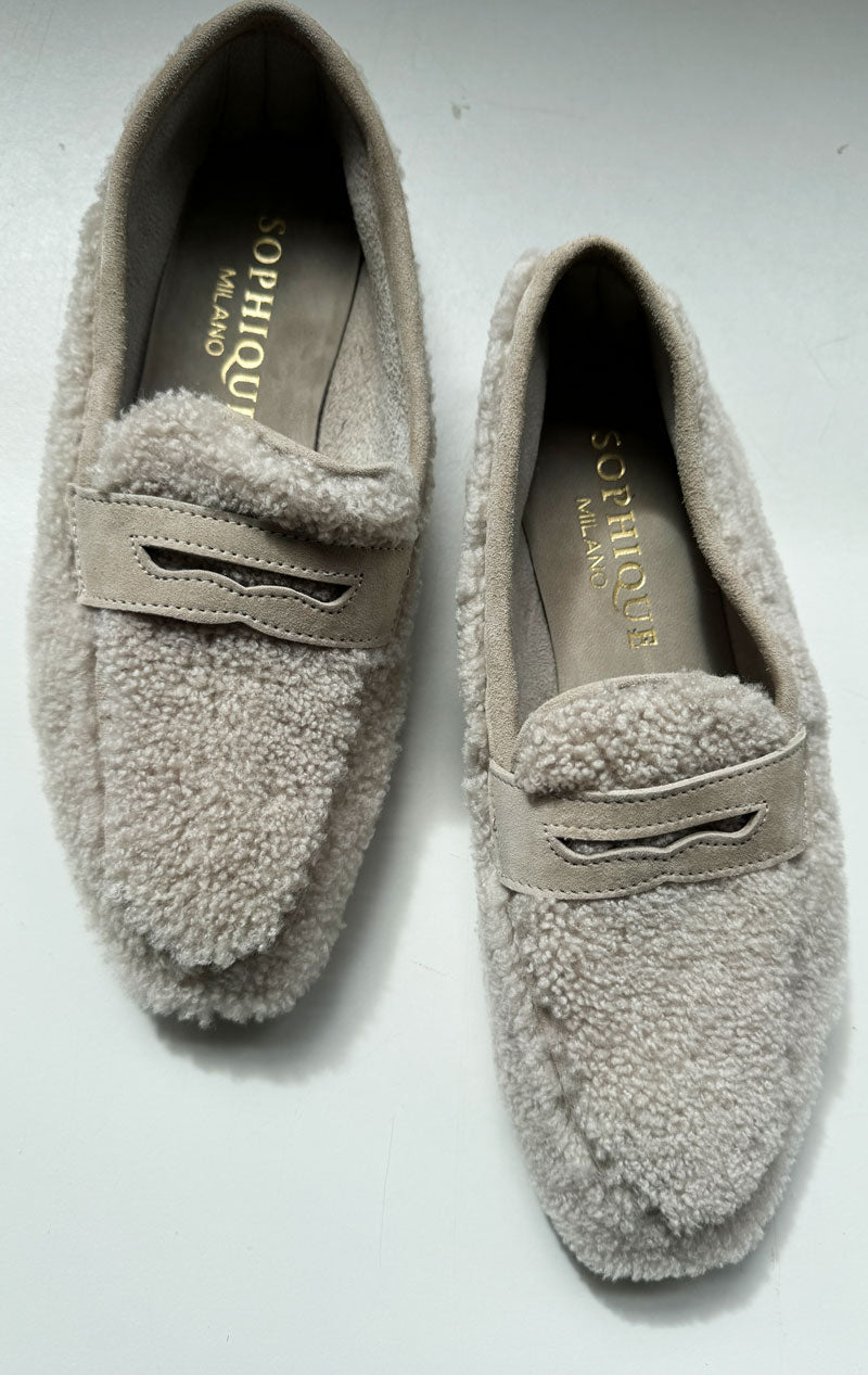 Shearling slipper shoe-made in Italy