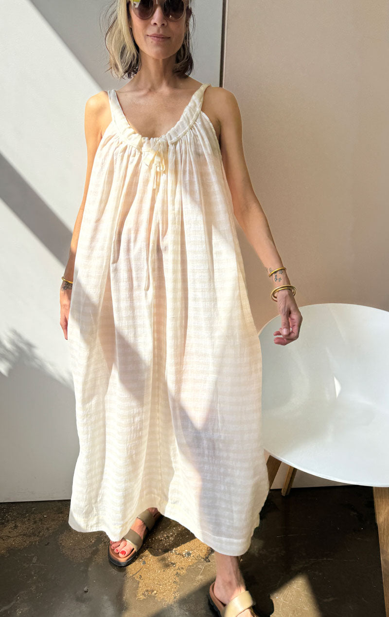 Sheer natural drawstring dress-1 left – Two
