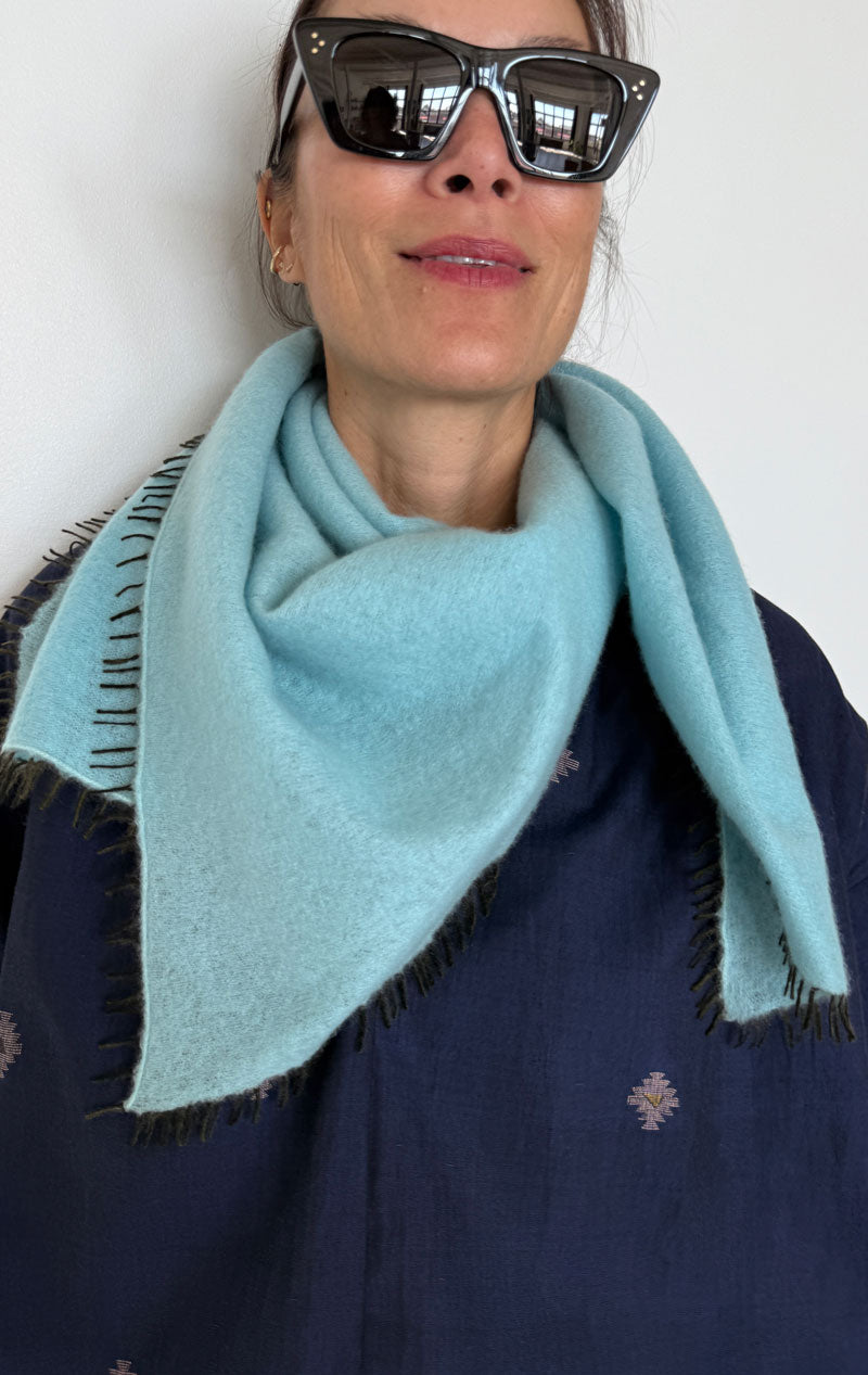Sky blue cashmere scarf