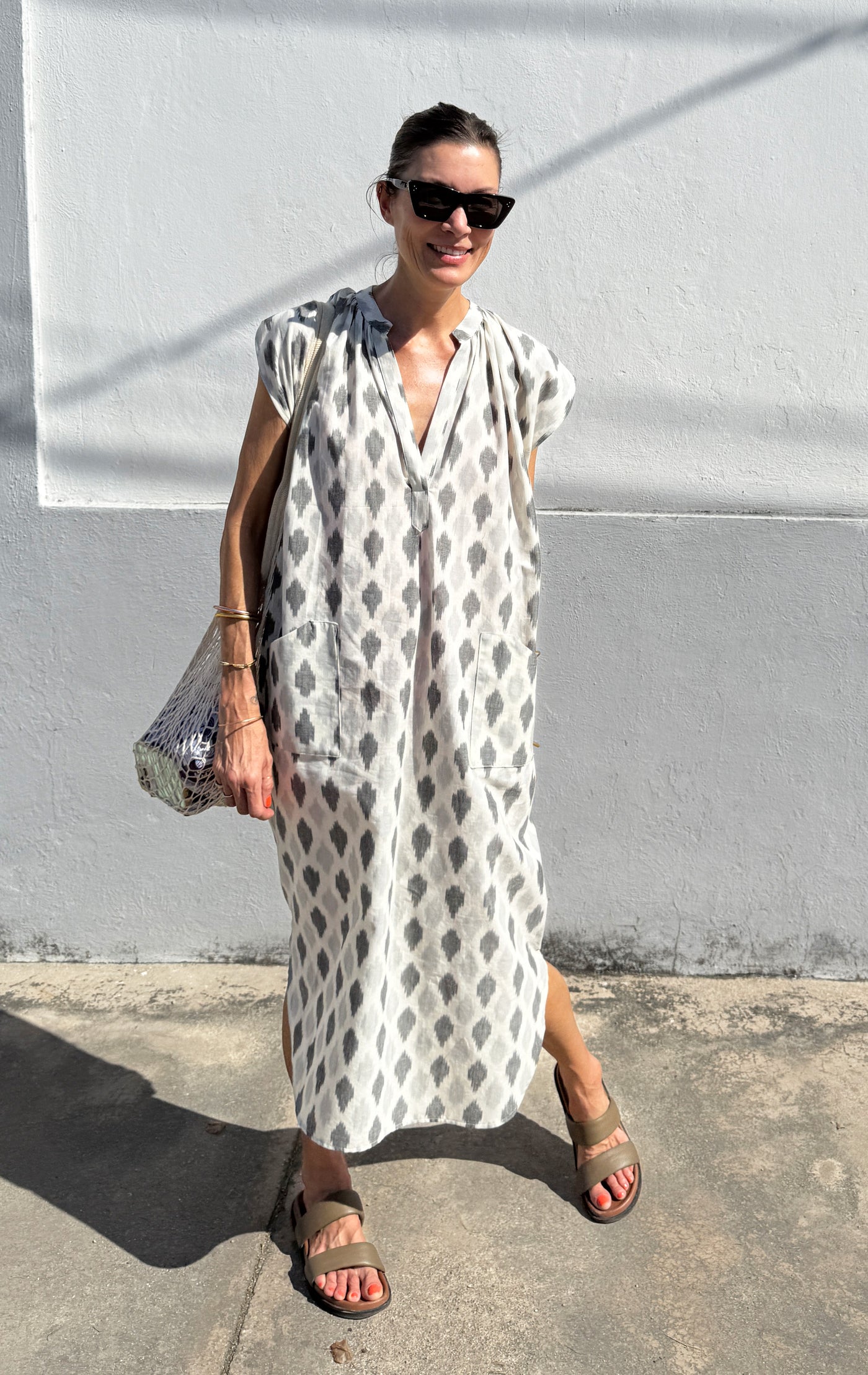 Grey Ikat Slim Dress