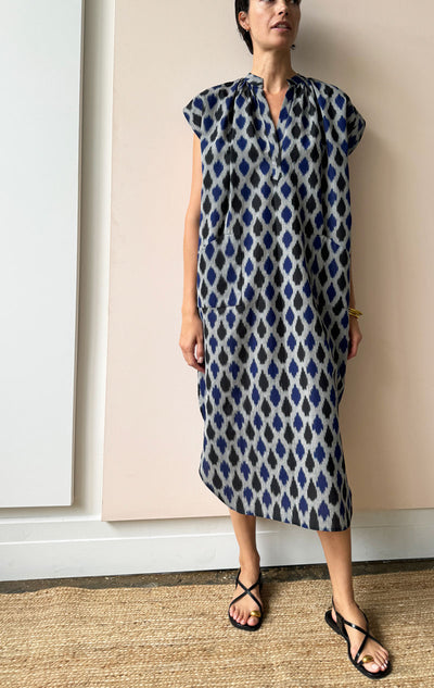 Blue Ikat Slim Dress