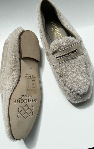 Shearling slipper shoe-made in Italy