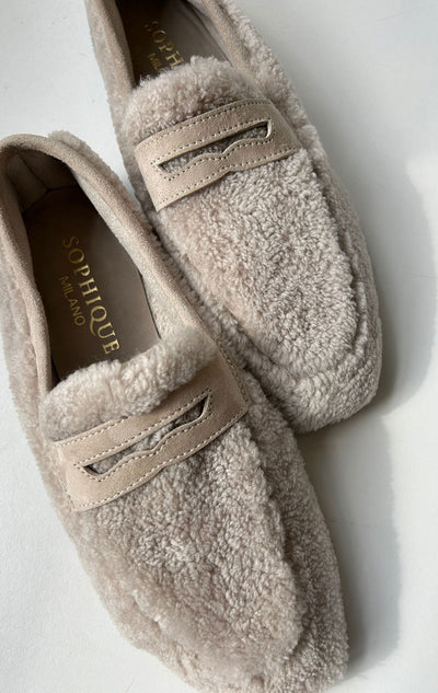 Shearling slipper shoe-made in Italy