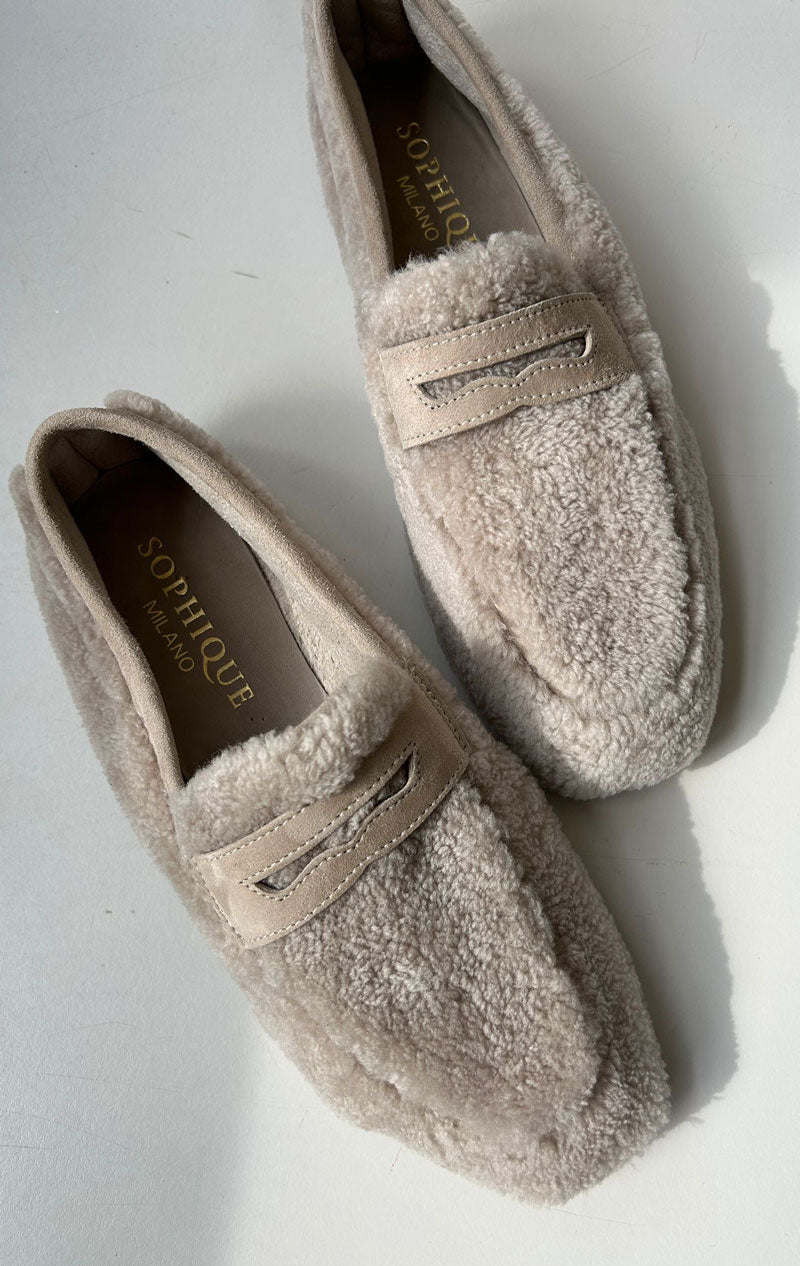 Shearling slipper shoe-made in Italy