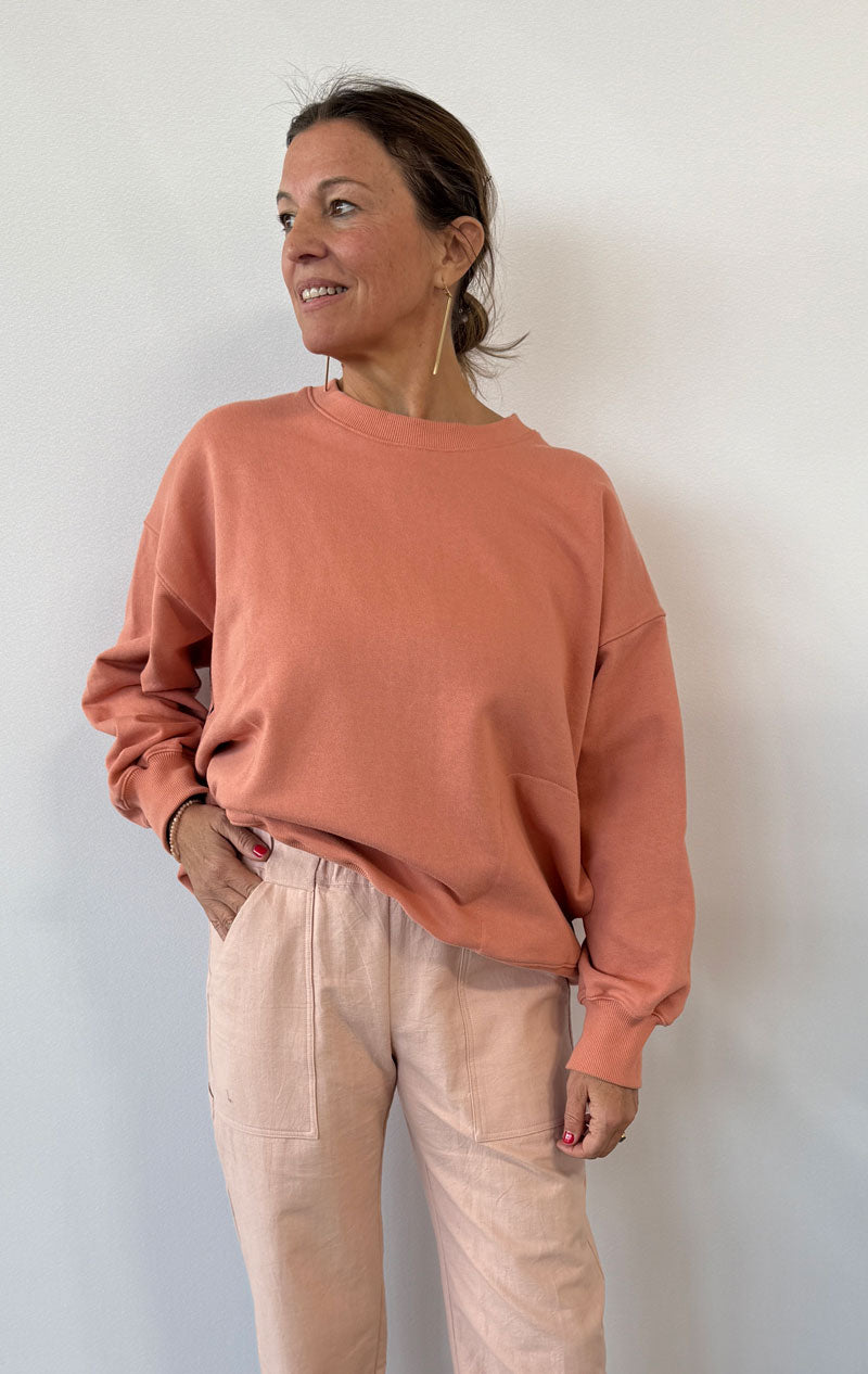 Japanese Cotton Sweatshirt- Coral