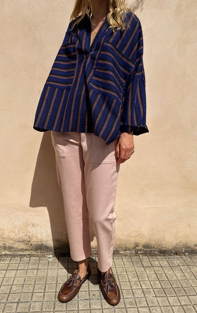 Blue/Clay Stripe Long Sleeve Shirt