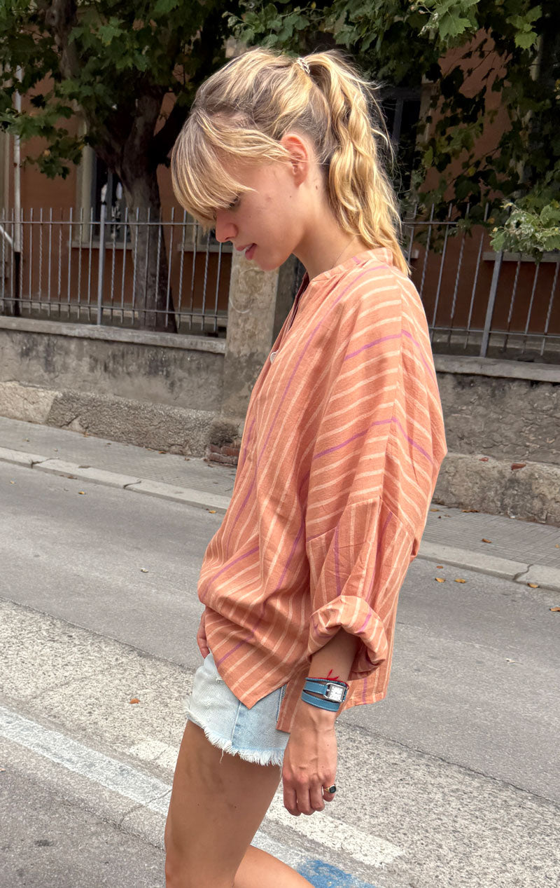 Terracotta Shirred shirt