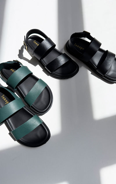 Lanapo Black Leather Sandal