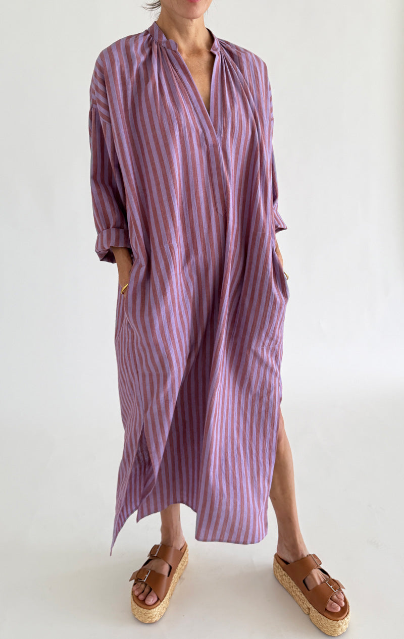 Striped viola long caftan