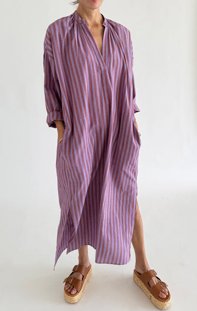 Striped viola long caftan