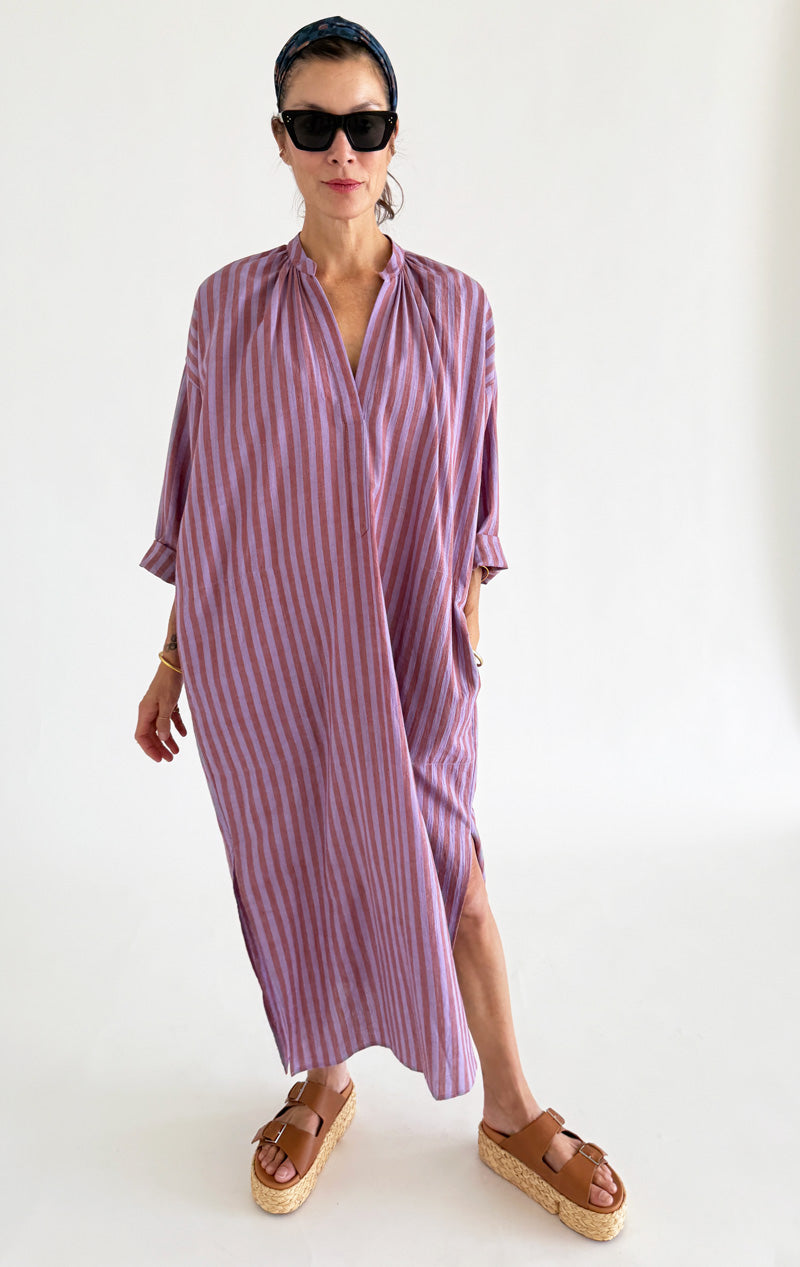 Striped viola long caftan