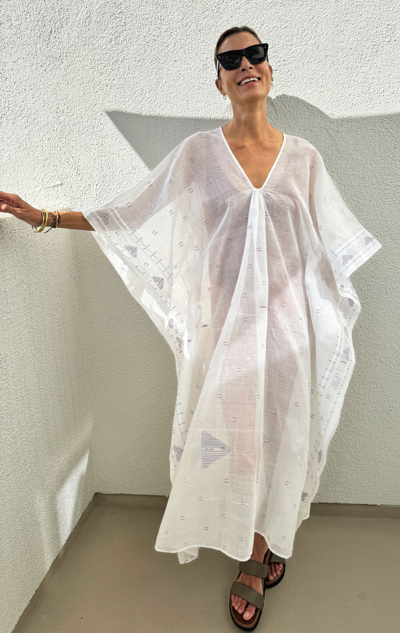 LILAC JAMDANI CAFTAN