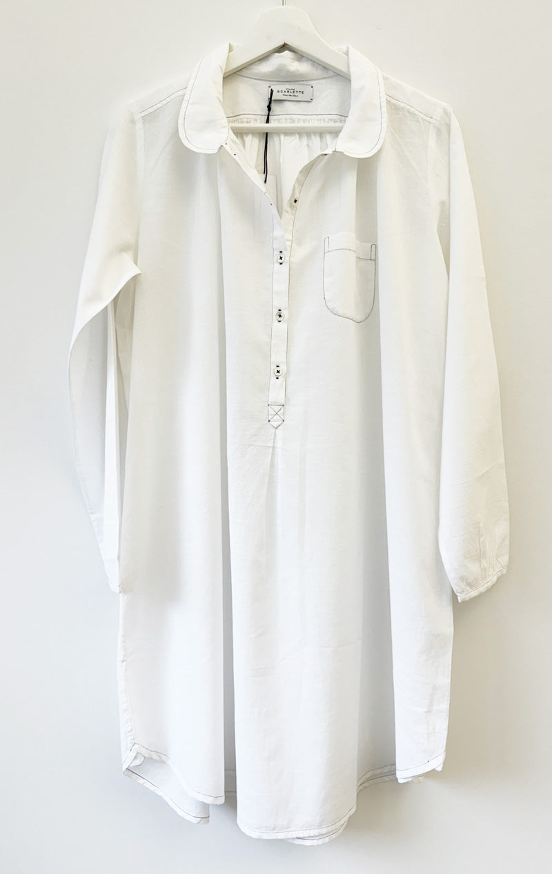 White Night Shirt with collar