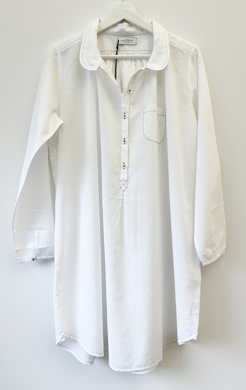 White Night Shirt with collar