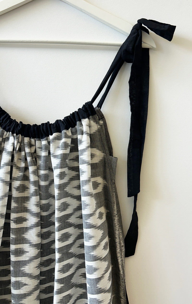 Ikat X drawstring dress