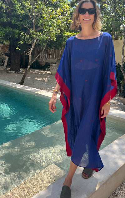 Blue caftan boatneck caftan