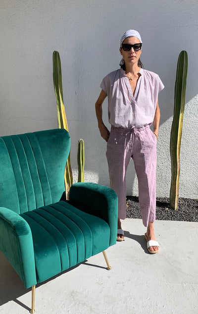 Mauve cotton wide leg pant-sample