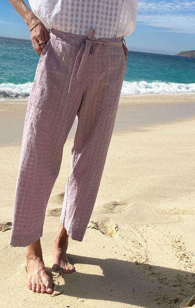 Mauve cotton wide leg pant-sample