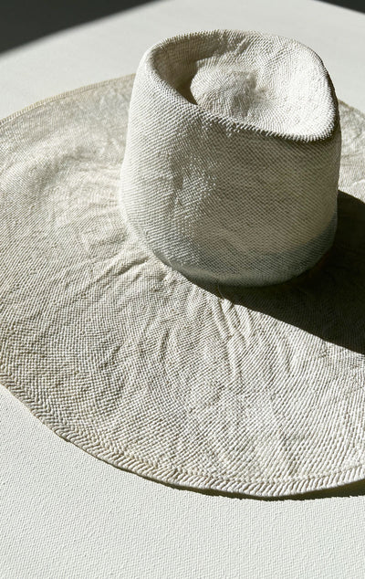White Painted Large brim Hat