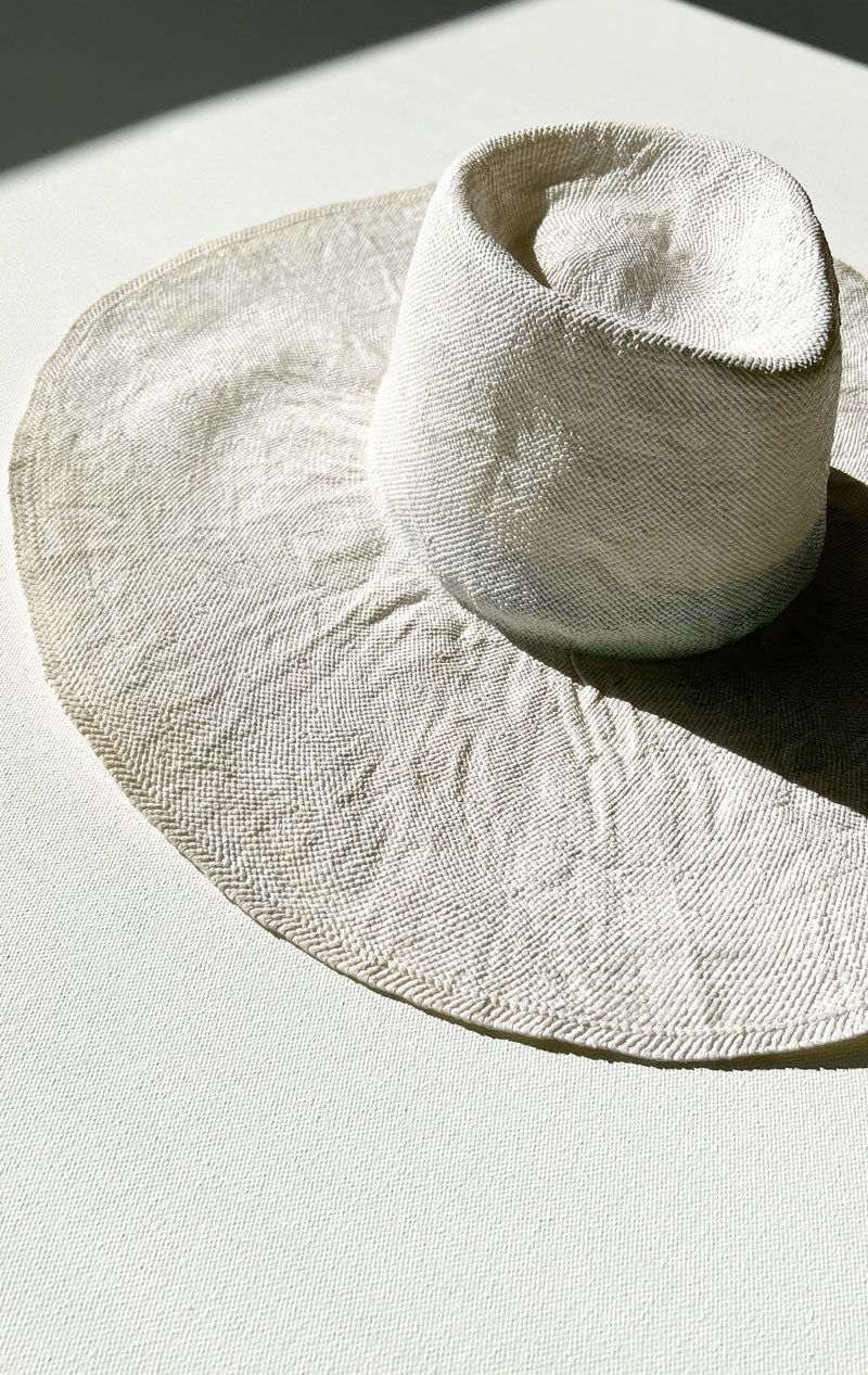 White Painted Large brim Hat