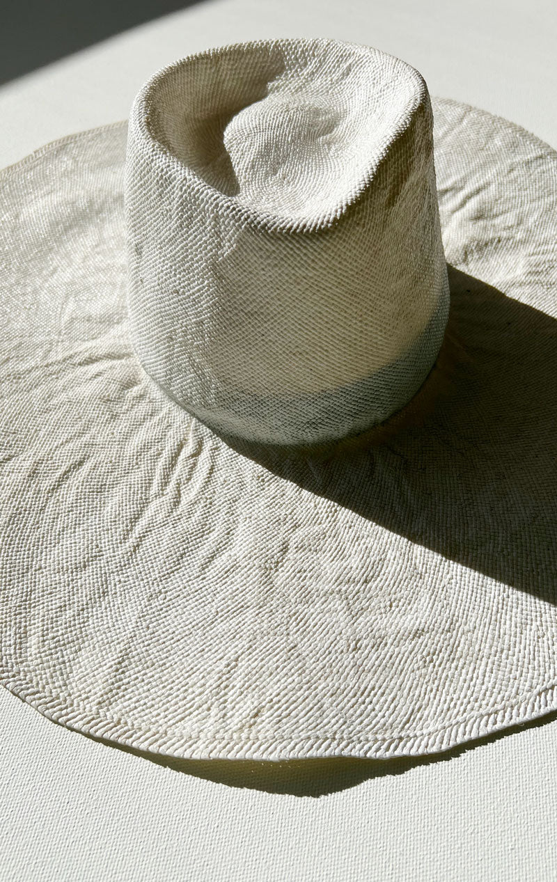 White Painted Large brim Hat- available in small
