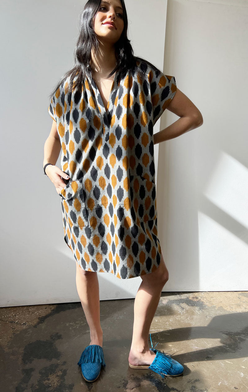 Gold and black Ikat Tunic
