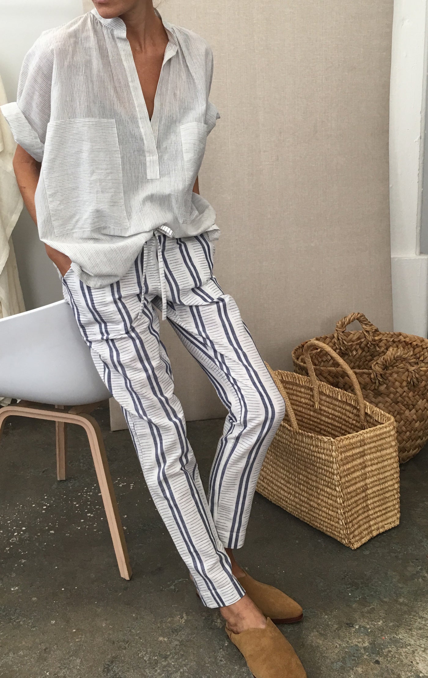 white with blue stripe pants-1 left