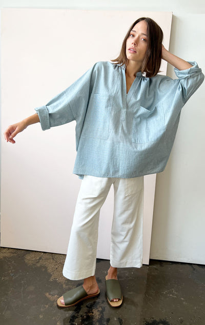 Indigo Micro Stripe Long Sleeve Shirt