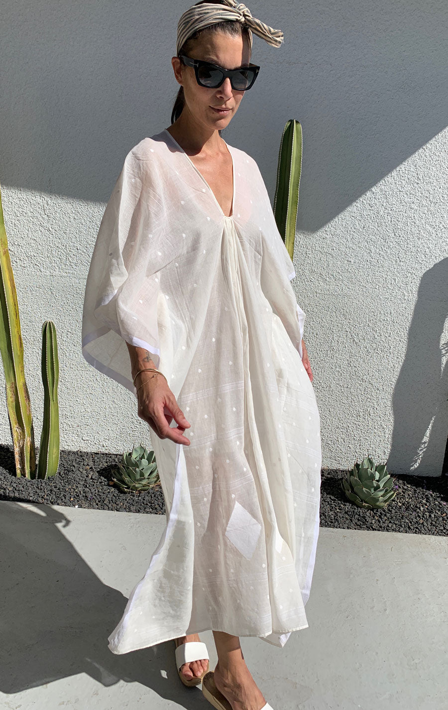 White khadi caftan